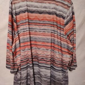 CJ Banks Red and Gray Striped Blouse